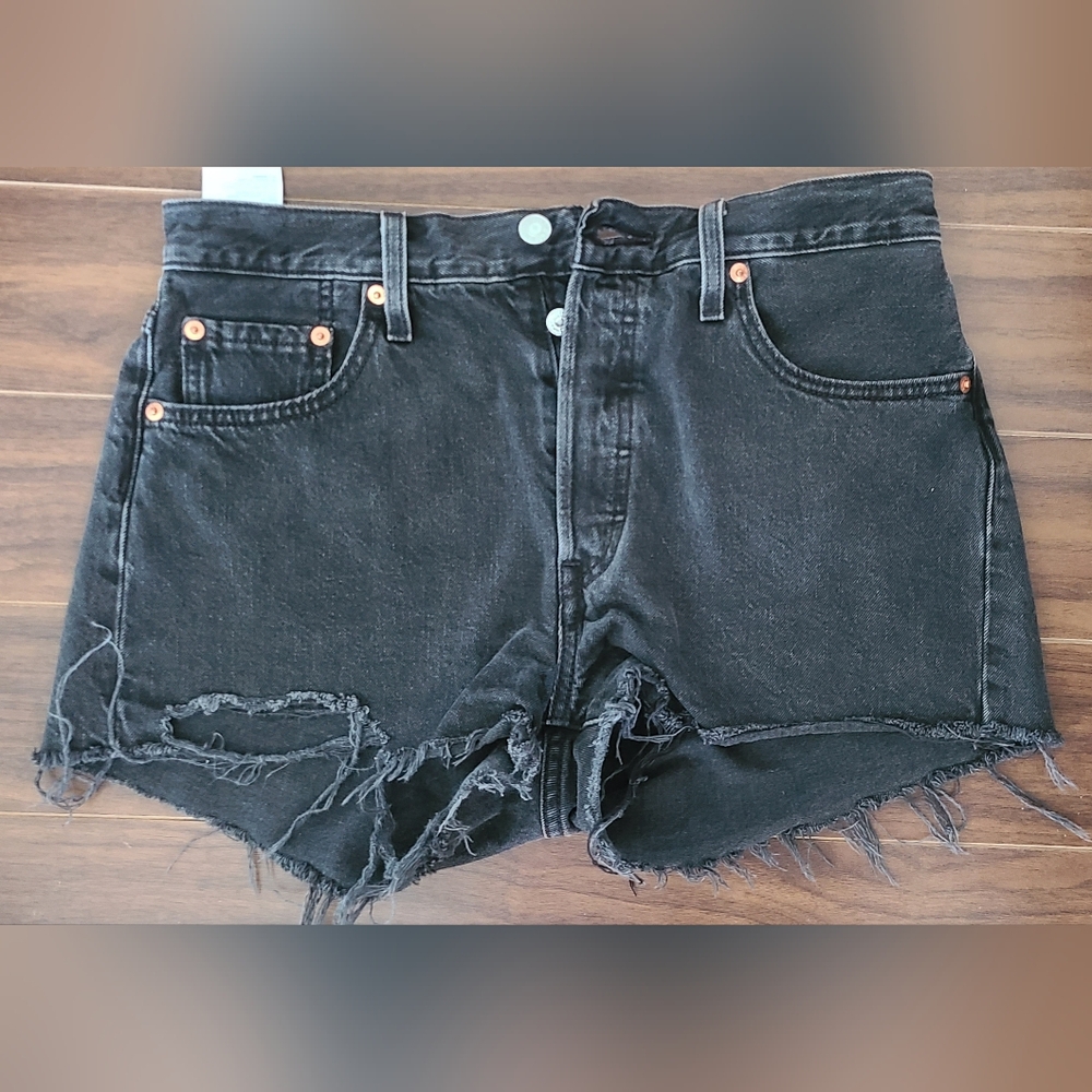 Levi's Black Distressed Jean Shorts